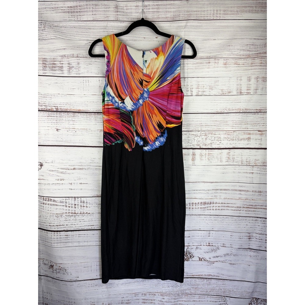 Joseph Ribkoff Black/Multi Abstract Floral Sleeveless Sheath Dress 211346 Size 6 - Picture 6 of 8